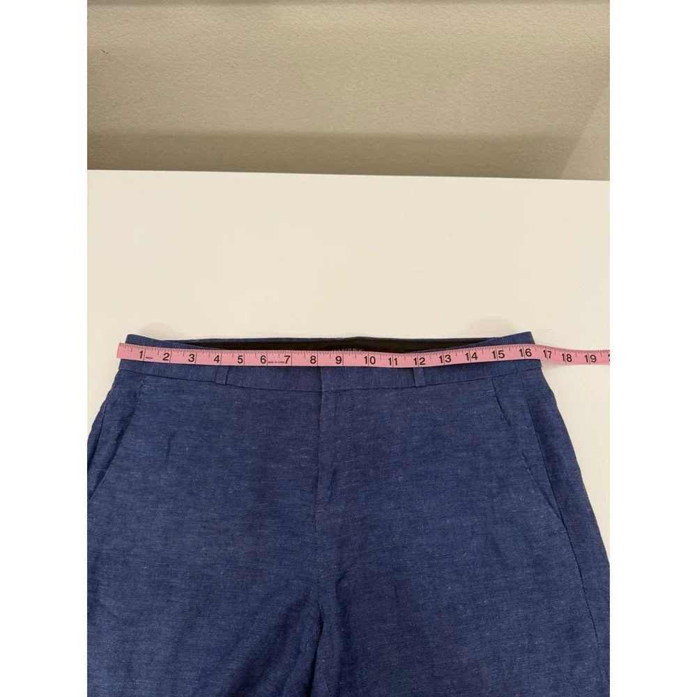 Banana Republic Avery Blue Crop Pants Size 6 Petite Rayon Linen Blend Trousers
